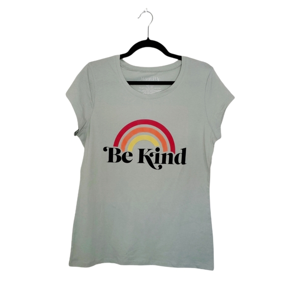 Wound Up NEW Juniors' Plus Size Crop Sleeve "Be Kind" Graphic Tee 849 - Picture 2 of 3